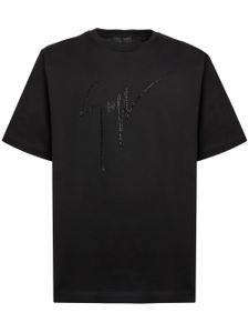 Giuseppe Zanotti t-shirt à logo strassé - Noir