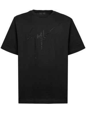 Giuseppe Zanotti t-shirt à logo strassé - Noir