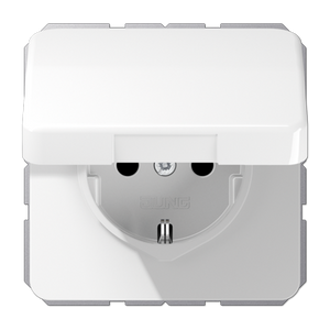 Jung CD500 1-voudige wandcontactdoos met randaarde en klapdeksel wit CD1520NBFKLWW