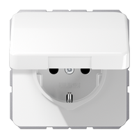 Jung CD500 1-voudige wandcontactdoos met randaarde en klapdeksel wit CD1520NBFKLWW