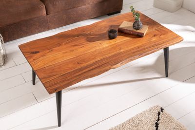 Massieve salontafel ORGANIC LIVING 110cm natuurlijk acaciahout met boomrand - 6539661
