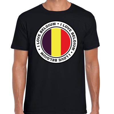 Verkleed T-shirt voor heren - I Love Belgie - zwart - voetbal supporter - themafeest Verkleed T-shirt voor heren - I Love Belgie - zwart - voetbal supporter - themafeest