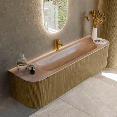 Badmeubel Mondiaz Kurve-Dlux | 170 cm | Meubelkleur Dusk | Wastafelkleur Saba | Solid surface | Wasbak midden spoelbak | 1 kraangat