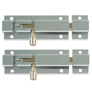 AMIG schuifslot/plaatgrendel - 2x - aluminium - 15cm - wit - incl schroeven - deur - raam