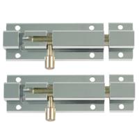 AMIG schuifslot/plaatgrendel - 2x - aluminium - 15cm - wit - incl schroeven - deur - raam