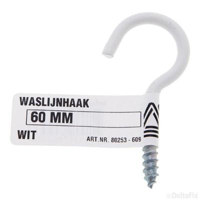 Waslijnhaak wit 60mm - Deltafix