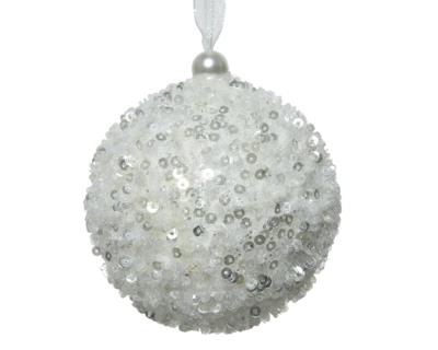 Kerstbal foam hang d8 cm winterwit I hangdeco Decoris - Decoris