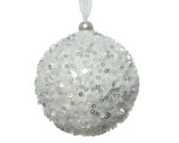 Kerstbal foam hang d8 cm winterwit - Decoris