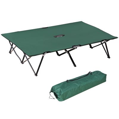 Outsunny campingbed opvouwbaar voor 2 personen campingbed opklapbed met draagtas tot 136 kg draagvermogen staal Oxford groen, zwart 193 x 125 x 40 cm