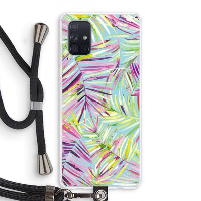 Tropical Palms Blue: Samsung Galaxy A71 Transparant Hoesje met koord