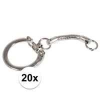 Hobby sleutelringen/sleutelhangers maken - 20x - met ketting en clipsluiting - zilver - metaal