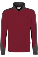 HAKRO 476 Comfort Fit Half-Zip Sweater wijnrood/antraciet, Tweekleurig