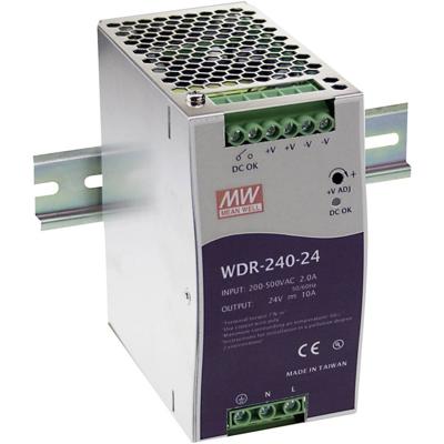 MW Mean Well WDR-240-24 DIN-rail netvoeding 24 V/DC 10 A 240 W Aantal uitgangen:1 x Inhoud 1 stuk(s)