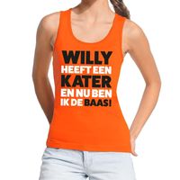 Oranje Koningsdag Willy heeft een kater tanktop dames