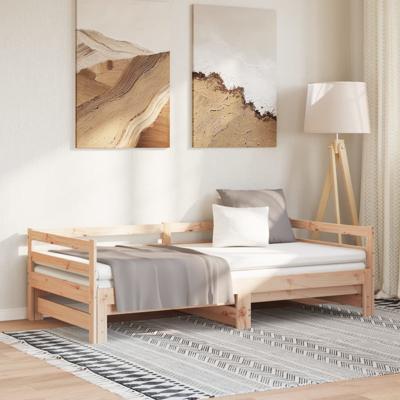 Slaapbank uitschuifbaar massief grenenhout 2x(90x200) cm