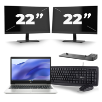 HP ProBook 450 G7 - Intel Core i5-10e Generatie - 15 inch - 16GB RAM - 256GB SSD - Windows 11 + 2x 22 inch Monitor