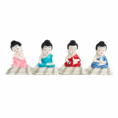 Happy Boeddha Beelden - set van 4 - ca. 7 cm