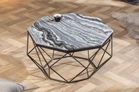 Elegante salontafel DIAMOND 70cm grijs zwart met marmeren blad - 40394