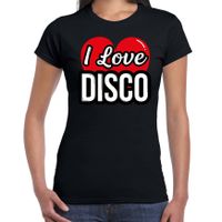I love disco verkleed t-shirt zwart voor dames - Disco party verkleed outfit 2XL  - - thumbnail