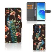 OPPO Reno 6 Pro Plus 5G | Telefoonhoesje | Met pasjeshouder | Pauw met Bloemen