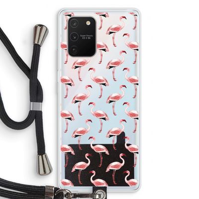 Flamingoprint groen: Samsung Galaxy S10 Lite Transparant Hoesje met koord