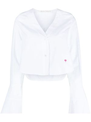 Palm Angels chemise crop à manches évasées - Blanc