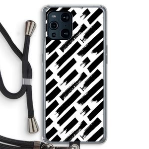 Zwarte vegen: Oppo Find X3 Pro Transparant Hoesje met koord