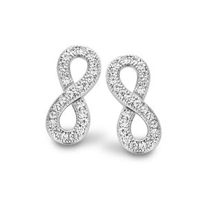 New Bling 9NB-0166 Oorstekers Infinity zilver met zirkonia zilverkleurig 15 x 6 mm