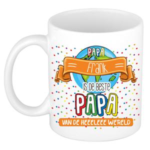 Naam mok papa Frank - wit - de beste - keramiek - 300 ml - Vaderdag/verjaardag