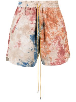 RHUDE short en lin tie-dye à lien de resserrage - Tons neutres