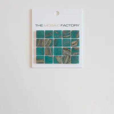 The Mosaic Factory Amsterdam Mozaiek Tegel Vierkant - Turquoise Glas Goud Serie 322x322 mm