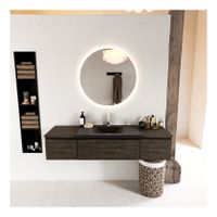 Mondiaz Bukla 160cm badmeubel met module 40 kleur dark brown met 3 lades en wastafel midden 1 kraangat kleur urban