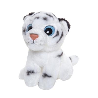 Knuffeldier Tijger - wit - pluche stof - 13 cm