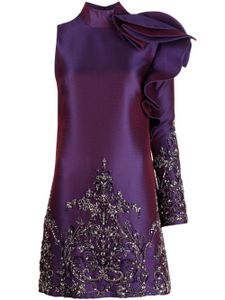 Saiid Kobeisy robe ornée de perles Mikado à une épaule - Violet