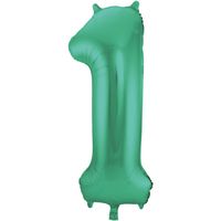 Folie ballon van cijfer 1 in het groen 86 cm