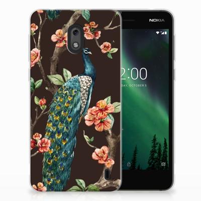 Nokia 2 | TPU Hoesje | Pauw met Bloemen