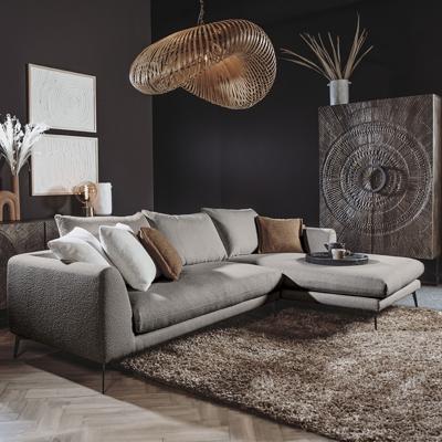 Tower Living 2,5-zits Loungebank 'Nottingham' Bouclé, Rechts, kleur Grijs