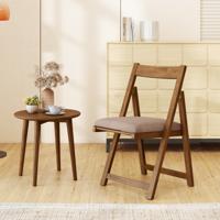 2-delige set Houten Klapstoelen met Kussen Armloos Stapelbare Eetkamerstoelen Gestoffeerde Stoelen Walnoot
