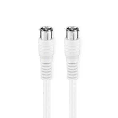 Nedis Satelliet- en Antennekabel | F-Male | F-Male | Vernikkeld | 75 Ohm | Dubbel Afgeschermd | 1.00 m | Rond | PVC | Wit | Doos - CSGB41300WT10