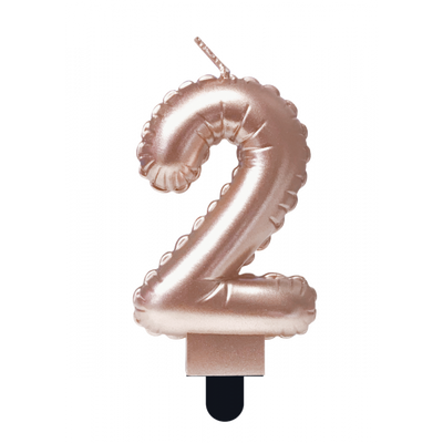 Folie Ballon Kaarsje Cijfer &apos;2&apos; Rose Goud