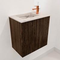 Toiletmeubel Mondiaz Joya Dlux | 40 cm | Meubelkleur Walnut | Faye wastafel Nata Wasbak Links | 1 kraangat