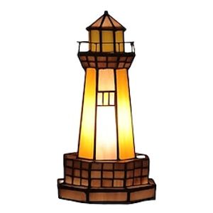 Glas in lood toren tafellamp voor thuis bruiloft decoratie bedlampje retro tafellamp tiffany stijl nachtkastje nachtlampje Lightinthebox