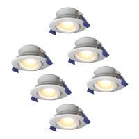 Set van 6 Lima LED inbouwspots - 5 Watt 400 lumen - 4000K neutraal wit - GU10 - Dimbaar - Rond - Kantelbaar - IP65 waterdicht - Wit - Voor binnen, buiten en badkamer