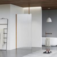Fortifura Galeria inloopdouche - 50x200cm - ribbelglas - plafondarm - Geborsteld koper PVD (Koper) SW797947/SW876702/SW876705