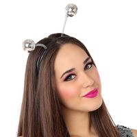 Verkleed diadeem discoballen/Aliens sprieten - zilver - meisjes/dames - Carnaval