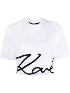 Karl Lagerfeld t-shirt crop à logo imprimé - Blanc