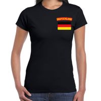 Deutschland t-shirt met vlag Duitsland zwart op borst voor dames