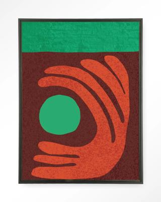 Urban Cotton Wandkleed 'Elements Green' 80 x 110cm in Floating Frame - black