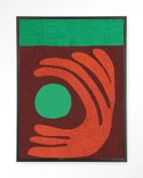 Urban Cotton Wandkleed 'Elements Green' 80 x 110cm in Floating Frame - black