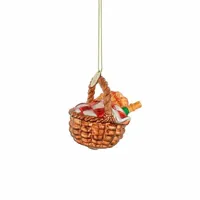 Ornament glas picknic mand l7b6h8cm bruin
